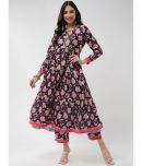 Pannkh - Navy Blue Polyester Women's Tiered Flared Kurti ( Pack of 1 )