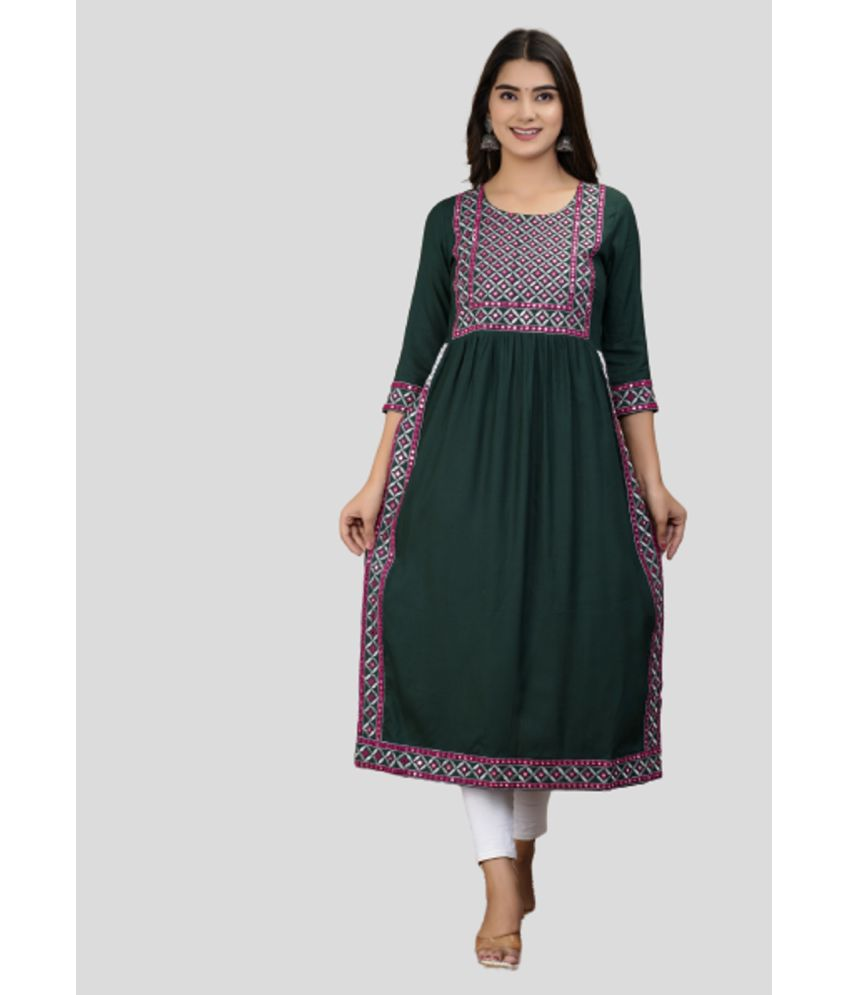     			ASHISH PRINT - Green Rayon Women's Nayra Kurti ( Pack of 1 )