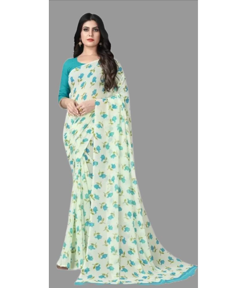     			Aika - SkyBlue Chiffon Saree With Blouse Piece ( Pack of 1 )