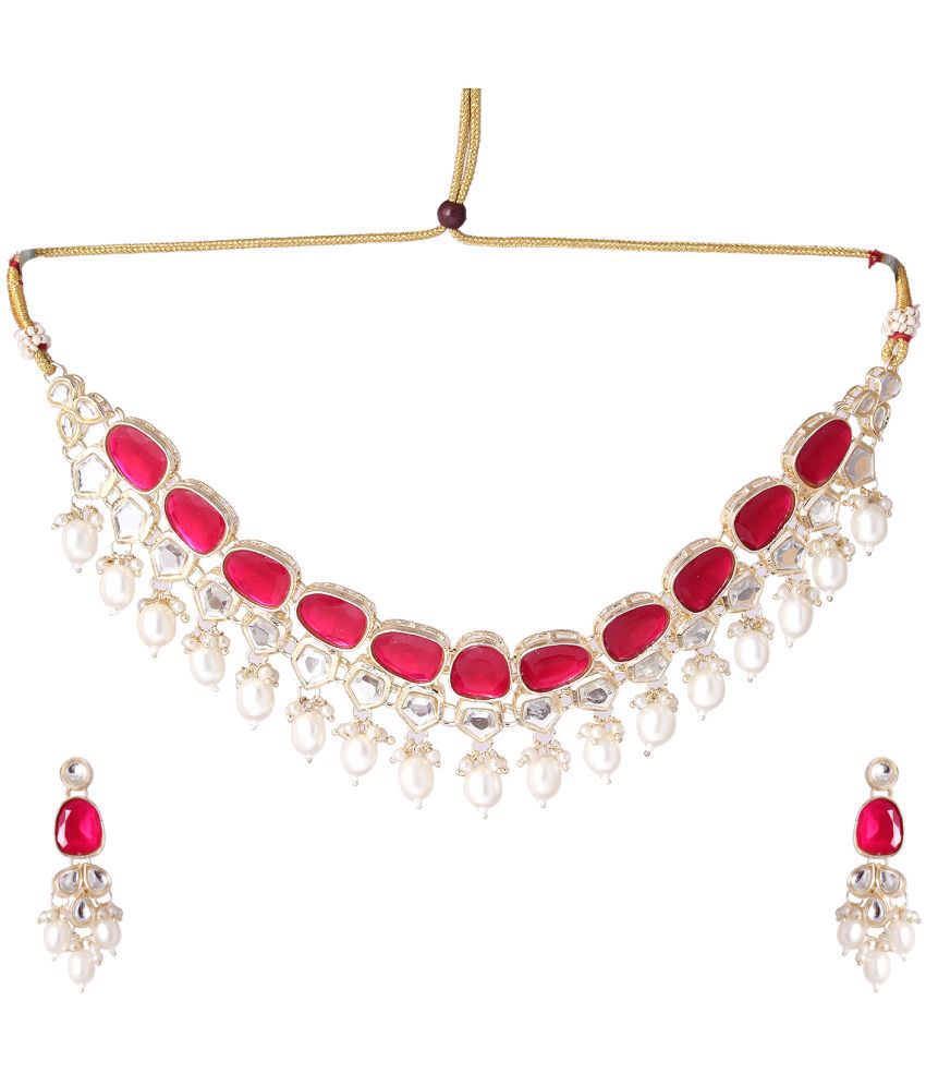     			Divisha - Red Alloy Necklace Set ( Pack of 1 )