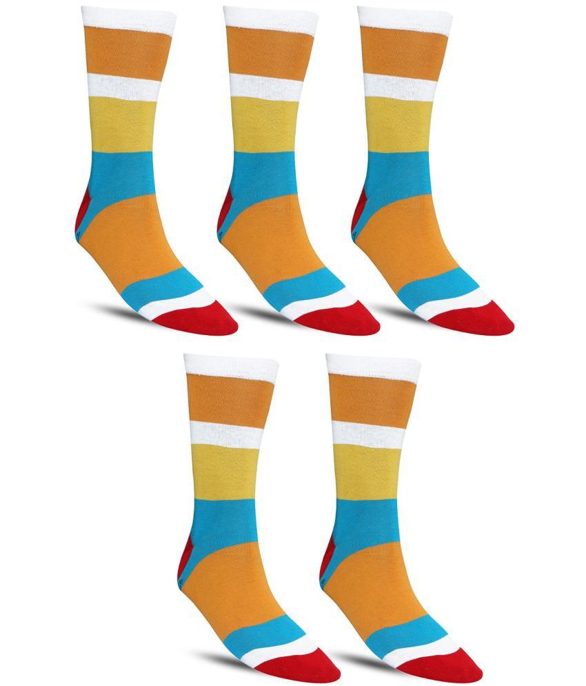     			Dollar - Cotton Men's Colorblock Orange Full Length Socks ( Pack of 5 )