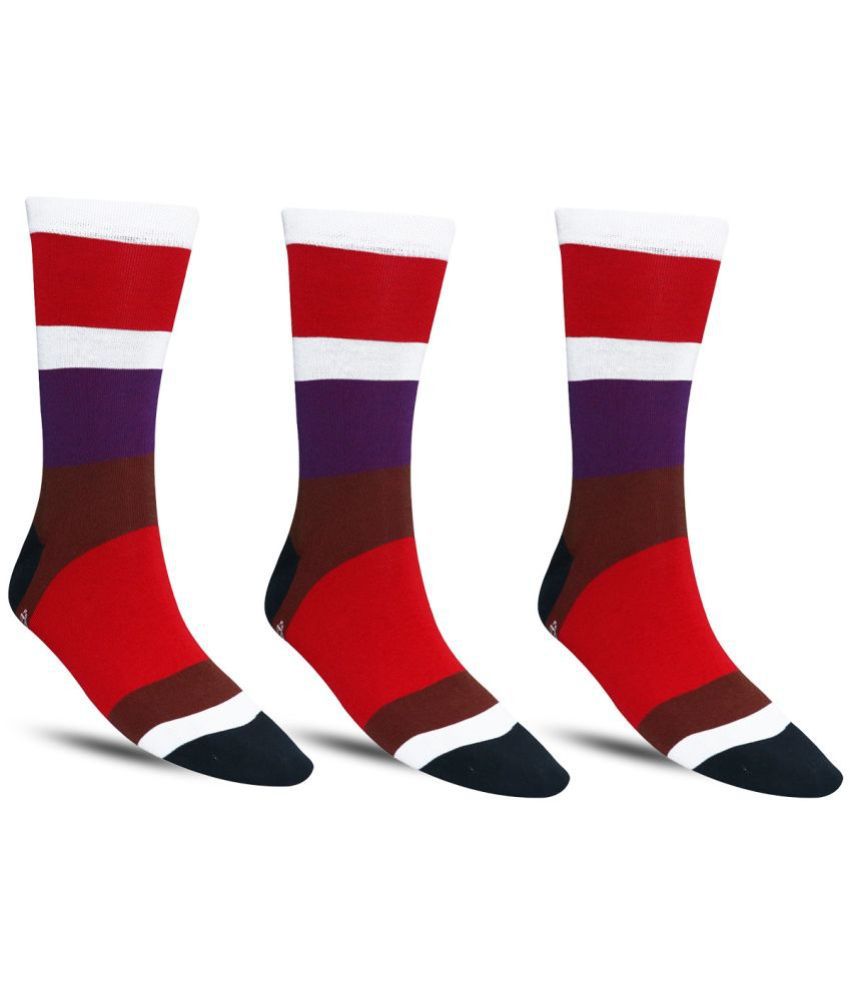     			Dollar - Cotton Men's Colorblock Red Full Length Socks ( Pack of 3 )