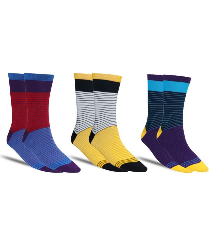     			Dollar - Cotton Men's Striped Multicolor Full Length Socks ( Pack of 3 )