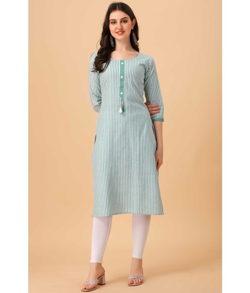     			Glomee - Mint Green Cotton Women's Straight Kurti ( Pack of 1 )