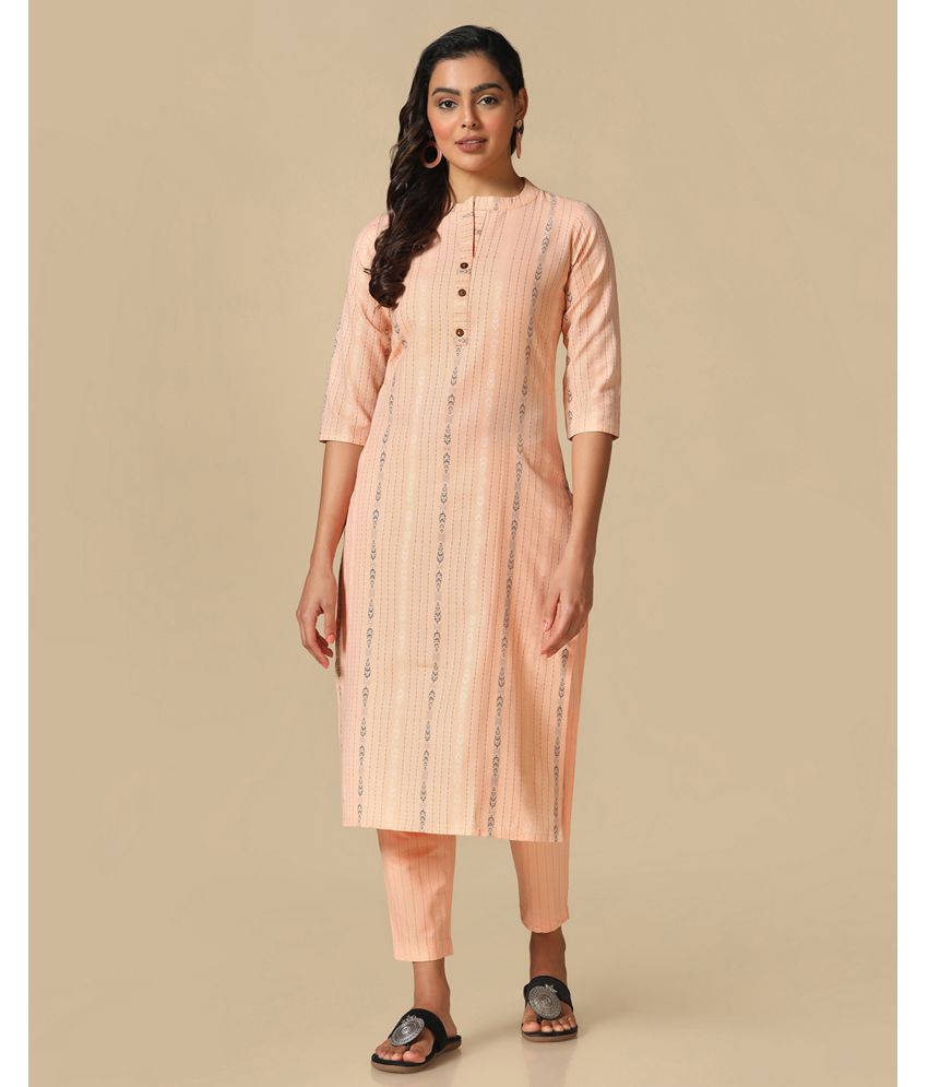    			Hritika - Peach Straight Cotton Blend Women's Stitched Salwar Suit ( Pack of 1 )