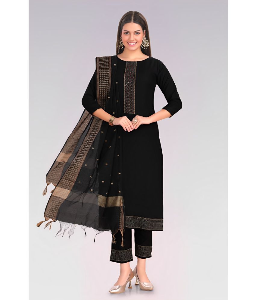     			I2Q - Black Straight Rayon Women's Stitched Salwar Suit ( Pack of 1 )