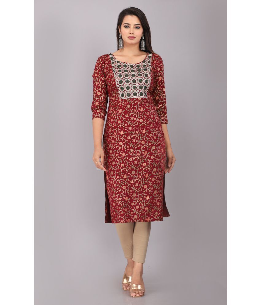     			JC4U - Maroon Rayon Women's Straight Kurti ( Pack of 1 )