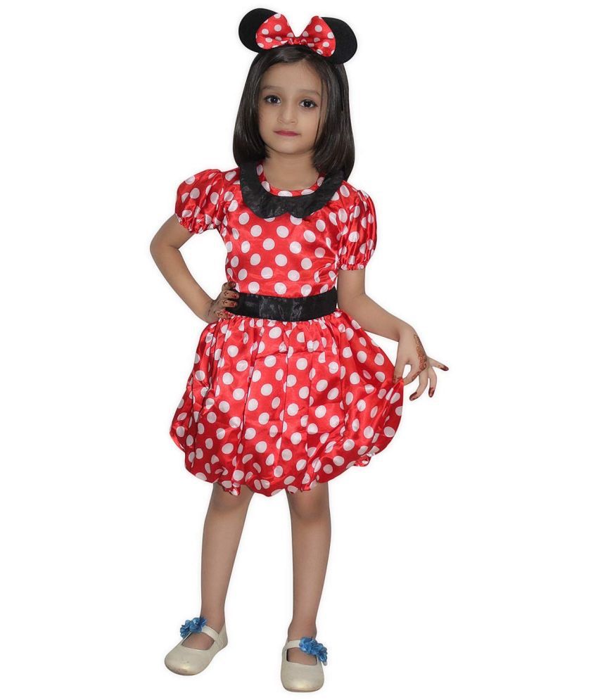     			Kaku Fancy Dresses Minnie Girl Cartoon Costume -Red & White, 5-6 Years