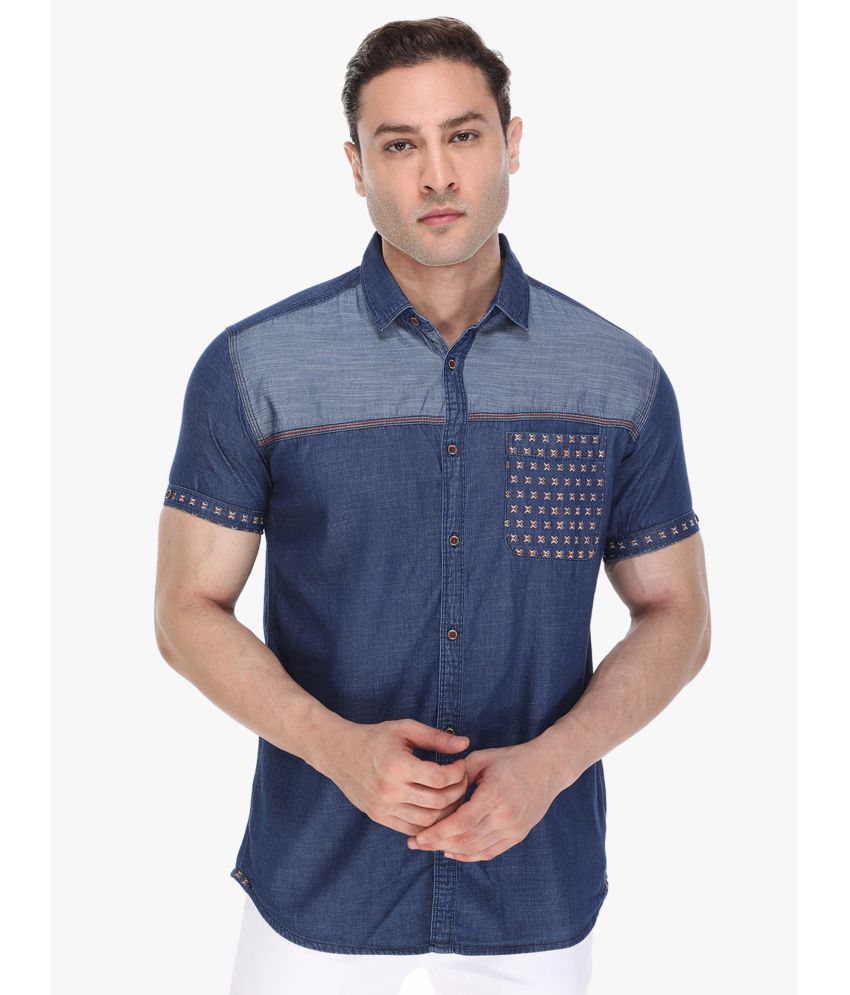     			Kuons Avenue - Navy Blue Denim Slim Fit Men's Casual Shirt ( Pack of 1 )