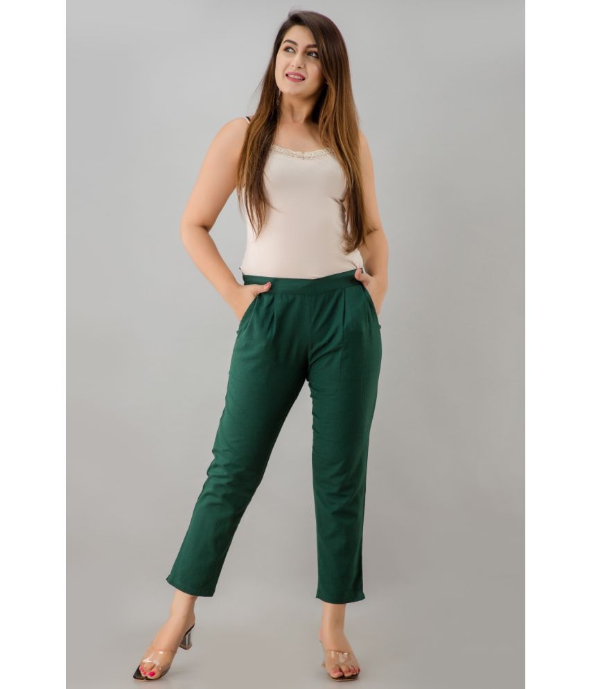     			NeshamaKurti - Green Cotton Regular Women's Casual Pants ( Pack of 1 )