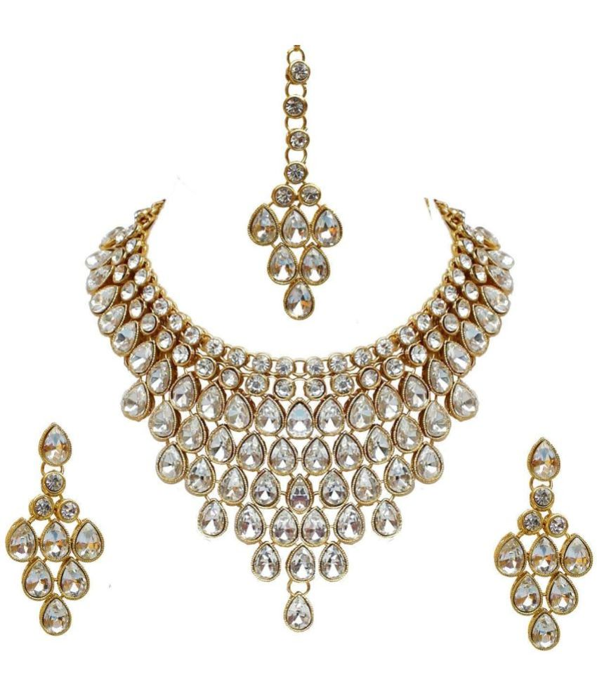     			PUJVI - White Alloy Necklace Set ( Pack of 1 )