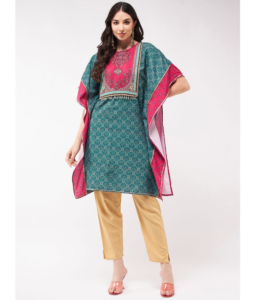     			Pannkh - Green Polyester Women's Kaftan Kurti ( Pack of 1 )