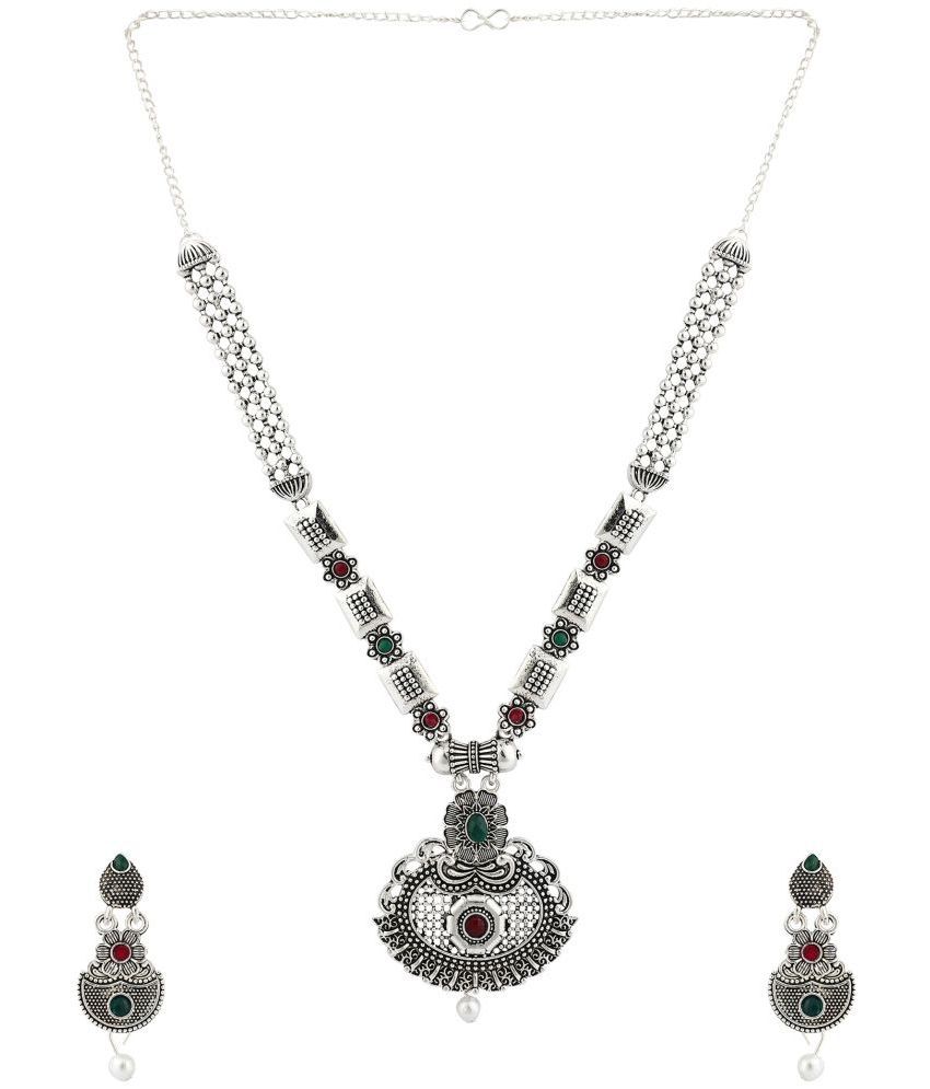     			Piah Fashion - Silver Alloy Necklace Set ( Pack of 1 )