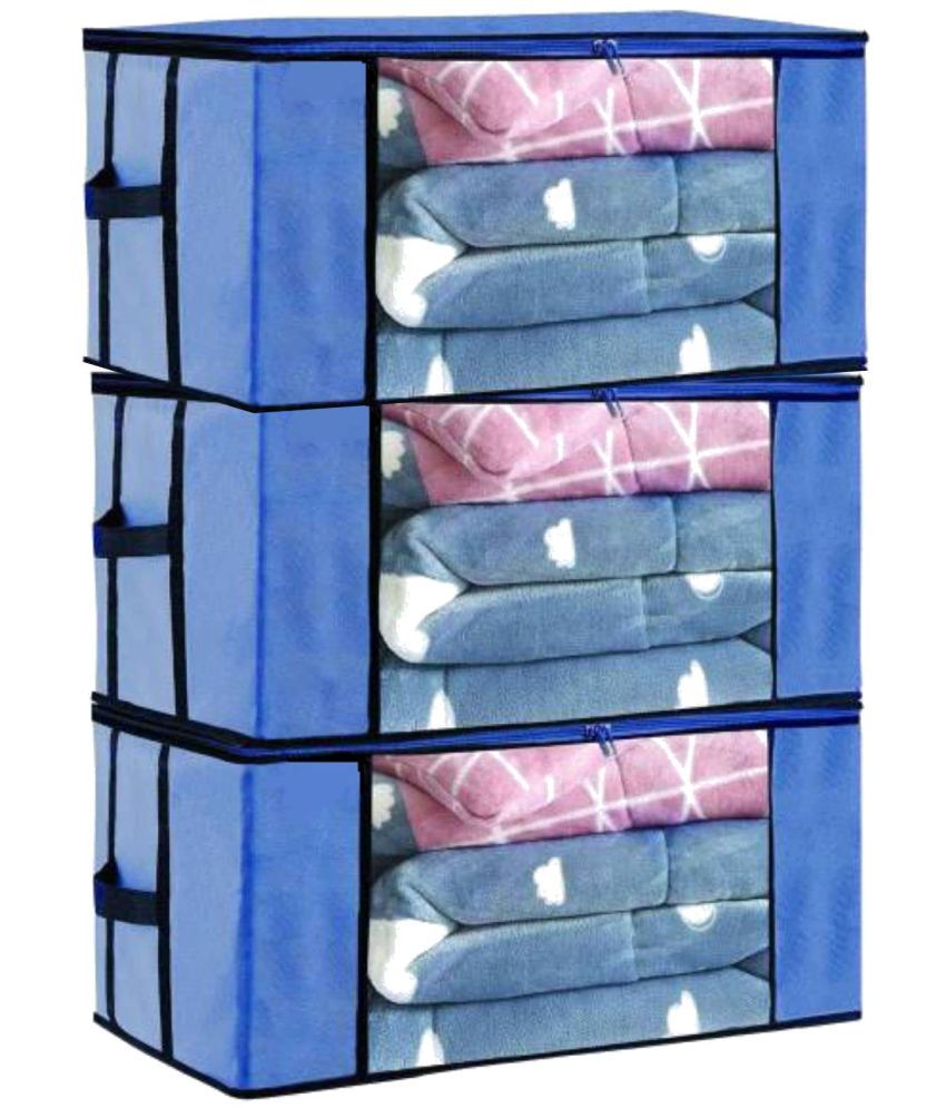     			SH NASIMA - Home Storage Cloth Bags, Saree, Suits, Blouse, Blanket Organiser for Underbed, Almirah (Pack of 3)