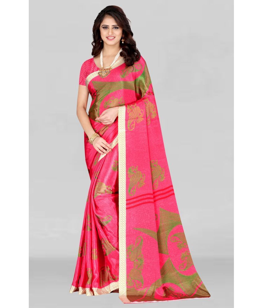     			Vibhagyaa - Pink Crepe Saree With Blouse Piece ( Pack of 1 )