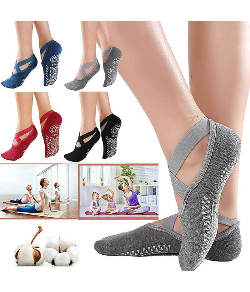     			Yoga Socks Non Slip Skid Socks with Grips Pilates Ballet Barret Socks for Women Sport Fitness Half Toe Ankle Grip Ideal for Pilates, Pure Barre, Ballet, Dance, Barefoot Workout