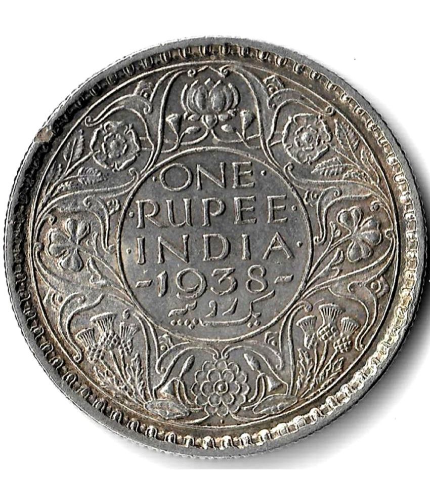     			skonline - One Rupee Year1938 King George VI Silver 1 Numismatic Coins