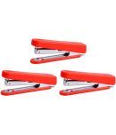 Kangaro Desk Essentials HS-10A All Metal Half Strip, Red, Set of 3 Stapler