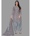 shree jeenmata collection - Light Grey Straight Cotton Women's Stitched Salwar Suit ( Pack of 1 )