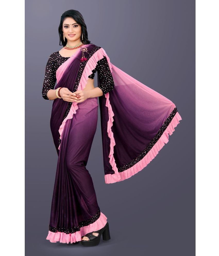     			Aika - Multicolour Lycra Saree With Blouse Piece ( Pack of 1 )