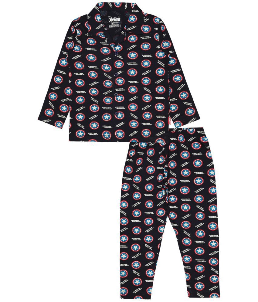     			Bodycare Boys Avenger Printed Night Suit Set - Navy