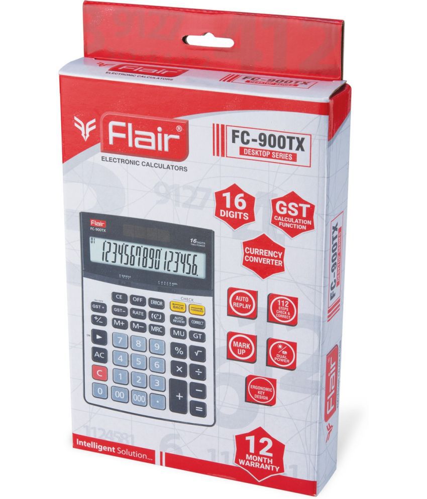     			Flair FC - 900TX Basic Calculator Dual Power 16 Digit Silver Color Plastic Body