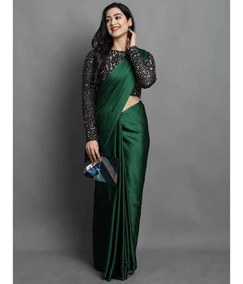     			JULEE - Green Satin Saree With Blouse Piece ( Pack of 1 )