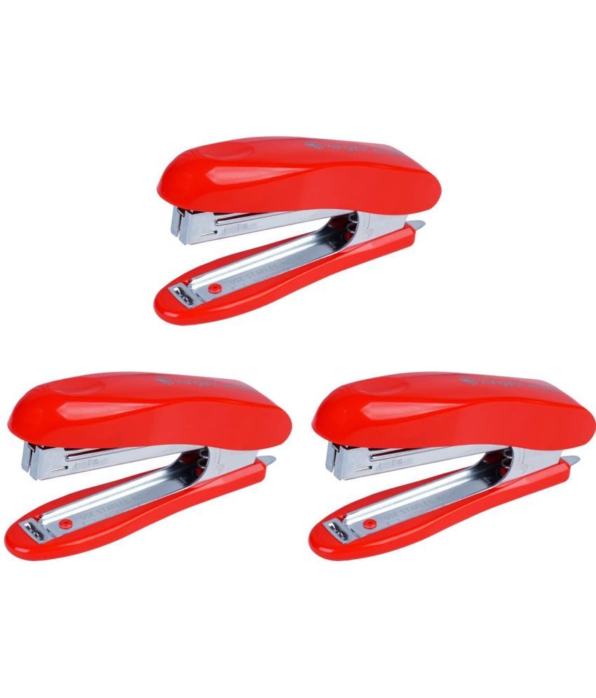     			Kangaro Desk Essentials HS-10EN All Metal Half Strip, Red, Set of 3 Stapler