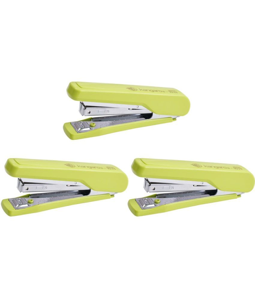     			Kangaro Desk Essentials HS-10H All Metal Half Strip, Parrot Green, Set of 3 Stapler