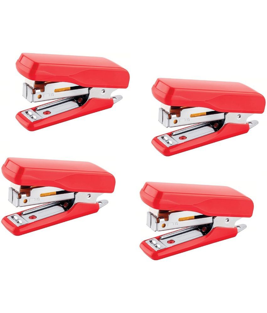     			Kangaro Desk Essentials MINI-10 All Metal Half Strip, Red, Set of 4 Stapler