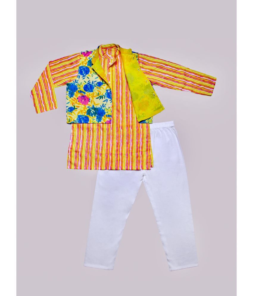     			Laadan - Yellow Cotton Boys Kurta Sets ( Pack of 1 )