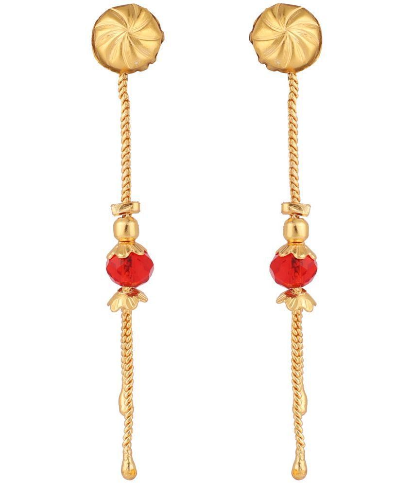     			Piah Fashion - Red Drop Earrings ( Pack of 1 )