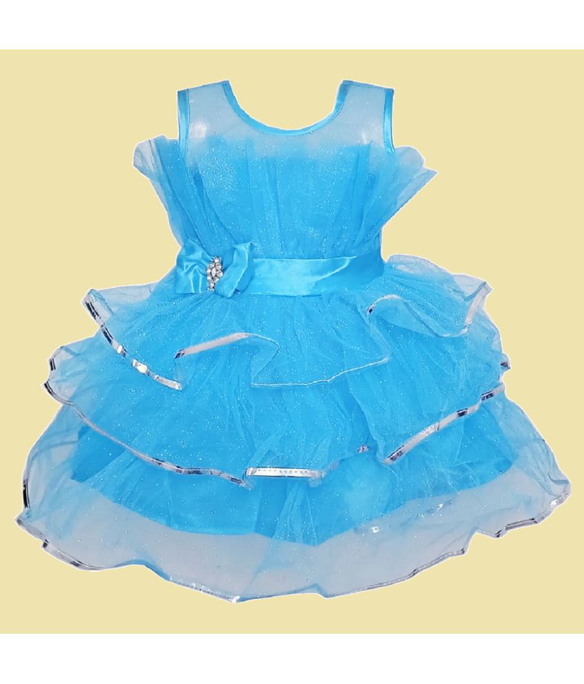     			harshvardhanmart.com - Light Blue Net Baby Girl Frock ( Pack of 1 )