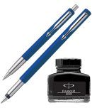 Parker Vector Standard Sets Fountain Pen + Ball Pen - Blue + Quink Ink Bottle - Black (30ML)