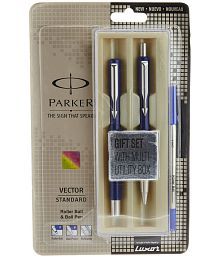 Parker Vector Standard Roller Ball Pen and Ball Pen - Blue Body, Pack of 3