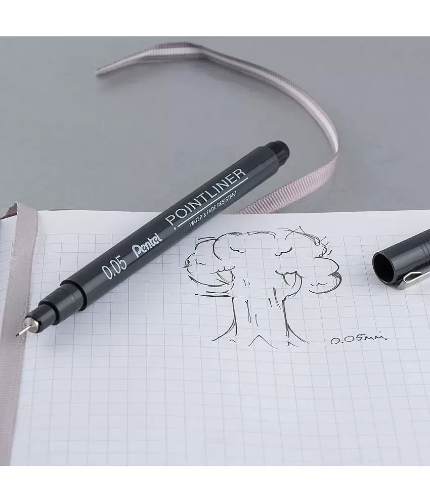 Pentel Arts Pointliner Drawing Pen, 0.8mm, Black Ink, Box of 12 Pens  (S20P-8A)