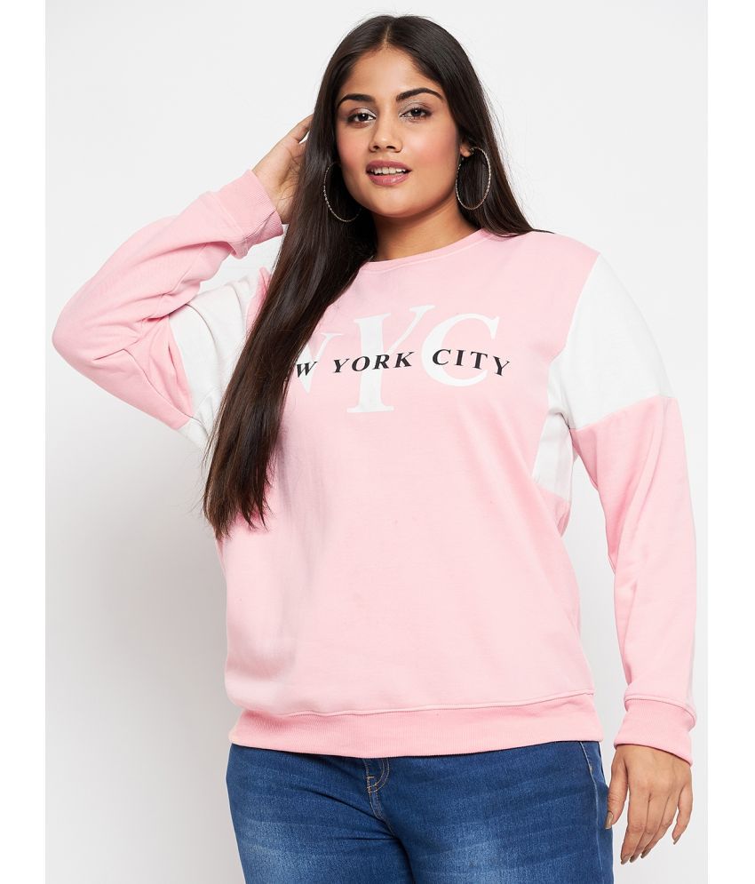     			AUSTIVO Fleece Pink Non Hooded Sweatshirt