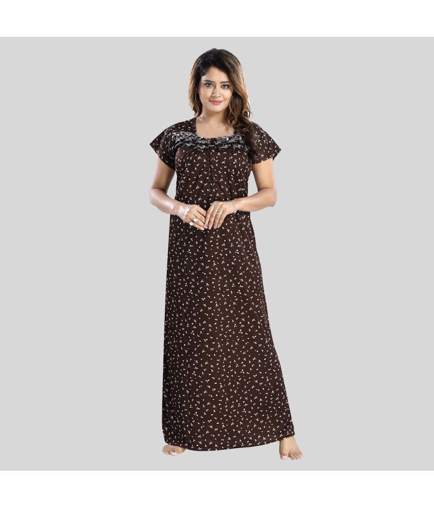     			Gutthi - Brown Satin Women's Nightwear Nighty & Night Gowns ( Pack of 1 )