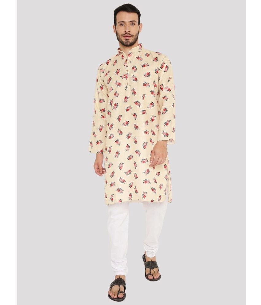     			Maharaja - Tan Linen Regular Fit Men's Kurta Pyjama Set ( Pack of 1 )