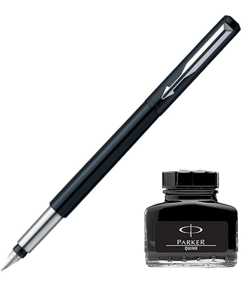     			Parker Vector Standard CT Fountain Pen - Black + Quink Ink Bottle - Black (30ML)