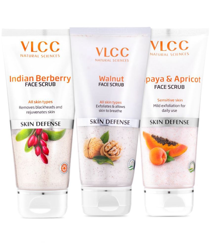     			VLCC Walnut + Indian Berberry + Papaya & Apricot Face Scrub, 80 g (Pack of 3)