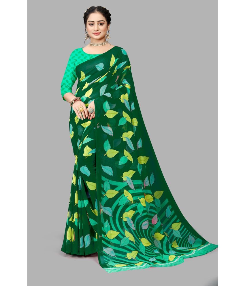     			Vichitro - Green Chiffon Saree With Blouse Piece ( Pack of 1 )