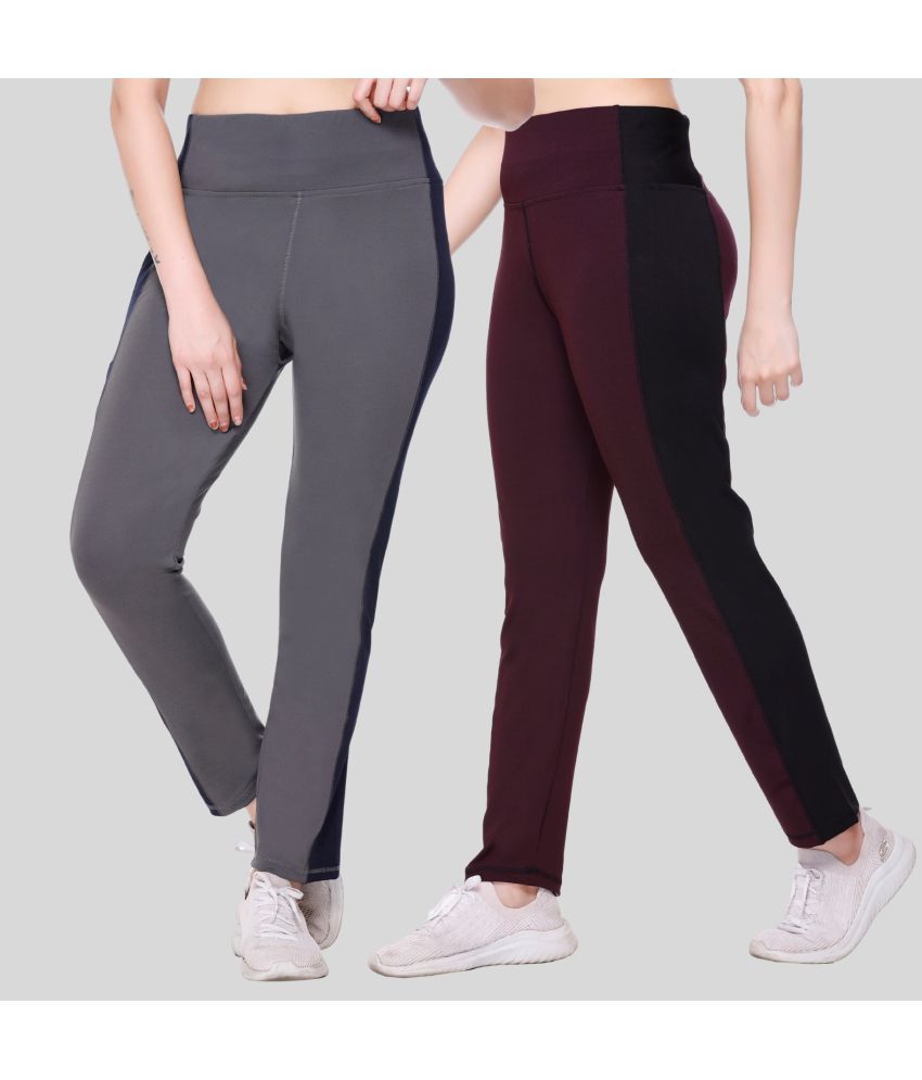     			White Moon - Multi Polyester Women's Running Trackpants ( Pack of 2 )