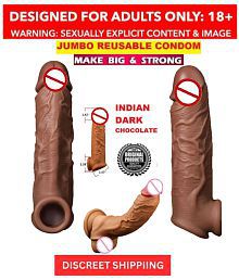 7 inch INDIAN DARK CHOCOLATE JUMBO REUSABLE Safety Sleeve  WASHABLE PENIS EXTENDAR