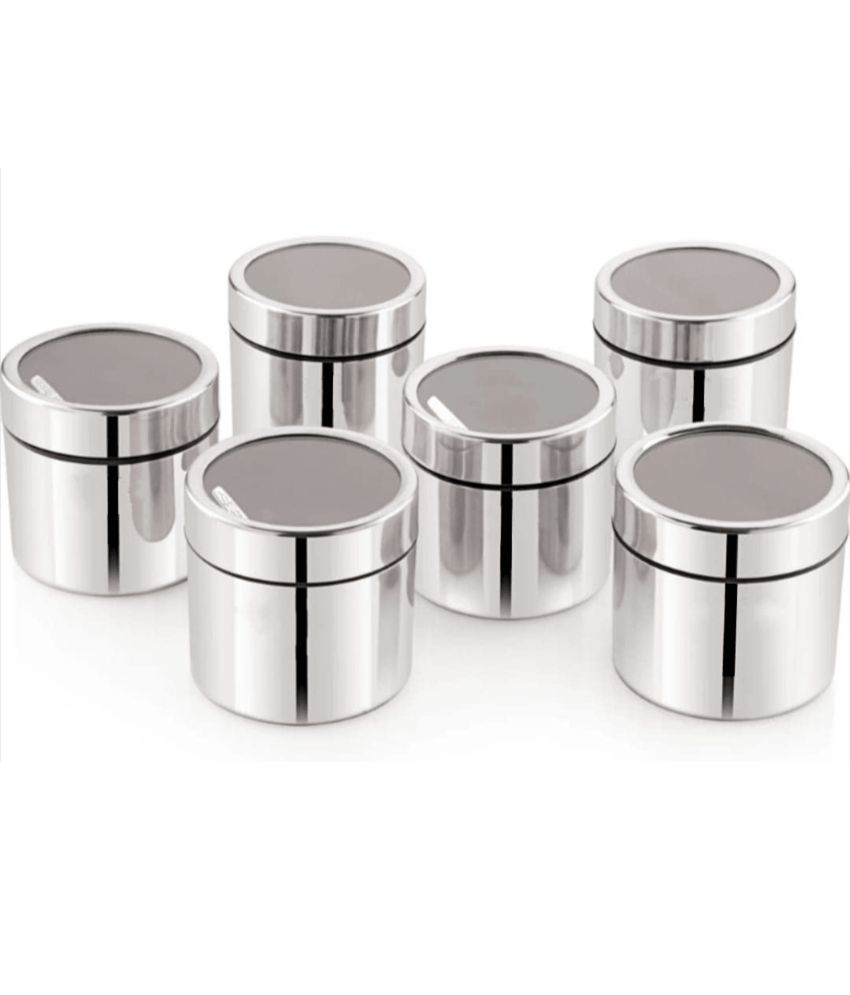     			ATROCK - Spice Containers Steel Silver Food Container ( Set of 6 )
