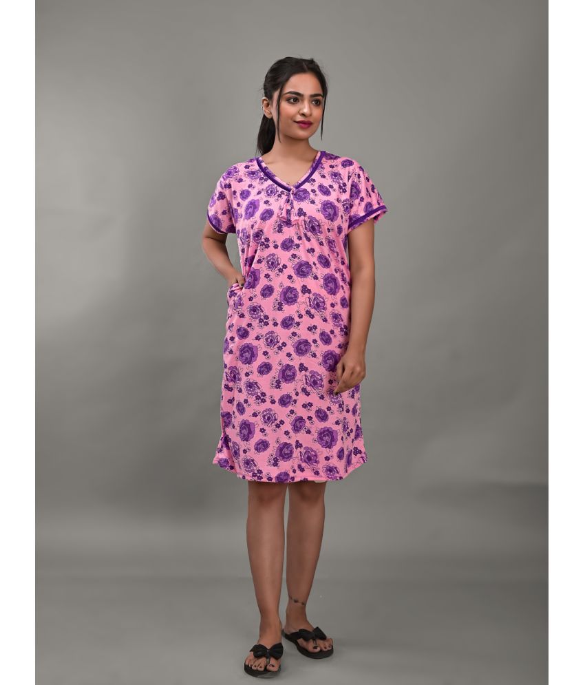     			Apratim - Pink Hosiery Women's Nightwear Nighty & Night Gowns ( Pack of 1 )