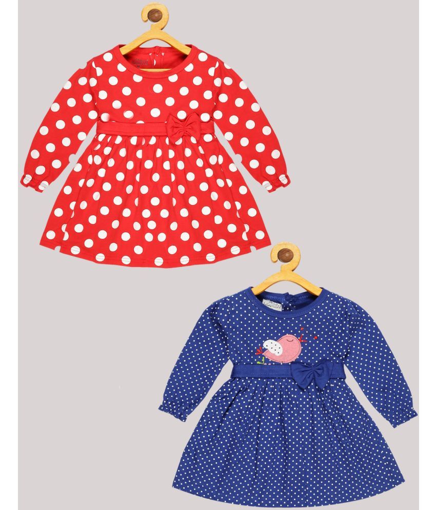     			Babeezworld Cotton Frock For Girls ( Pack of 1 , Blue & Red )