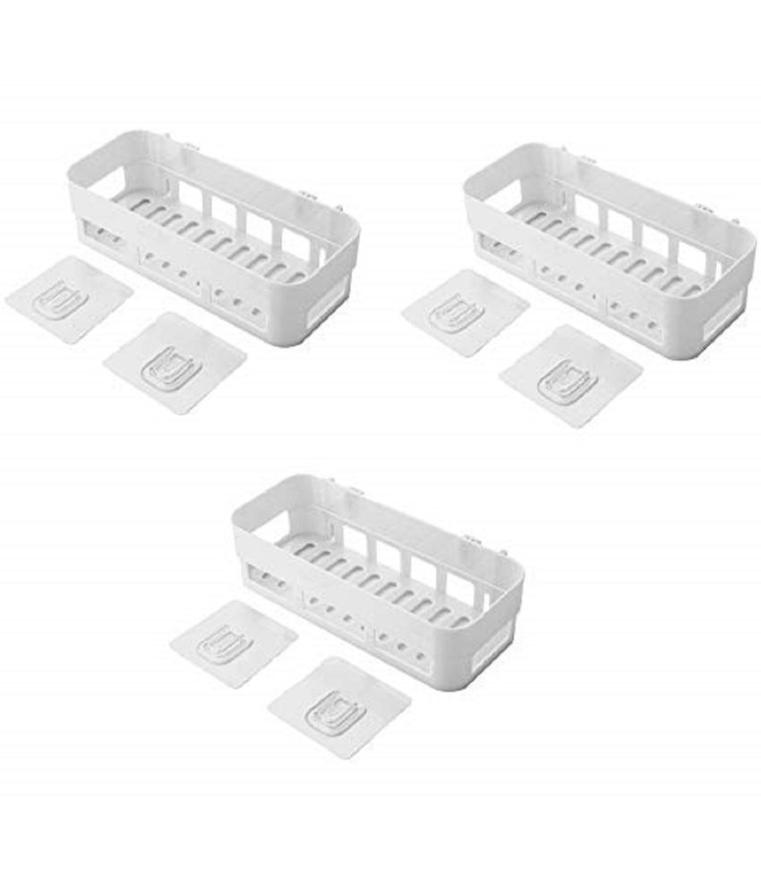     			EIGHTEEN ENTERPRISE - White Plastic Storage Racks ( Pack of 3 )