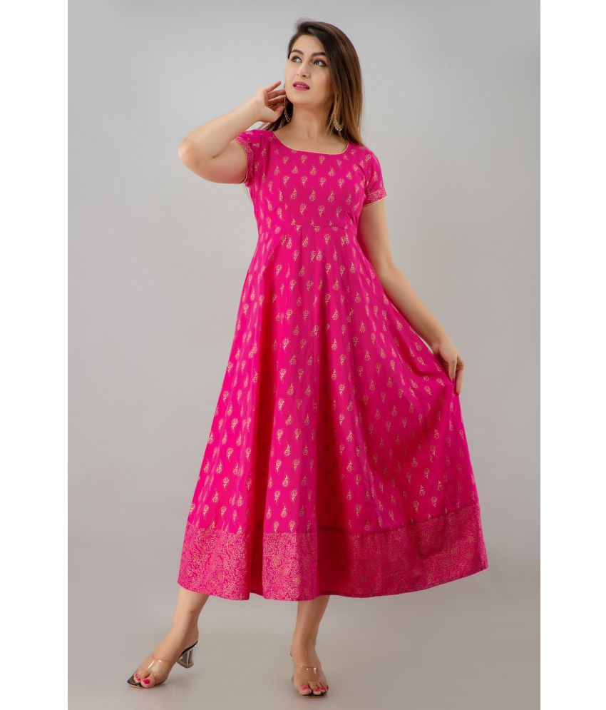     			FabbibaPrints - Pink Rayon Women's Fit & Flare Dress ( Pack of 1 )