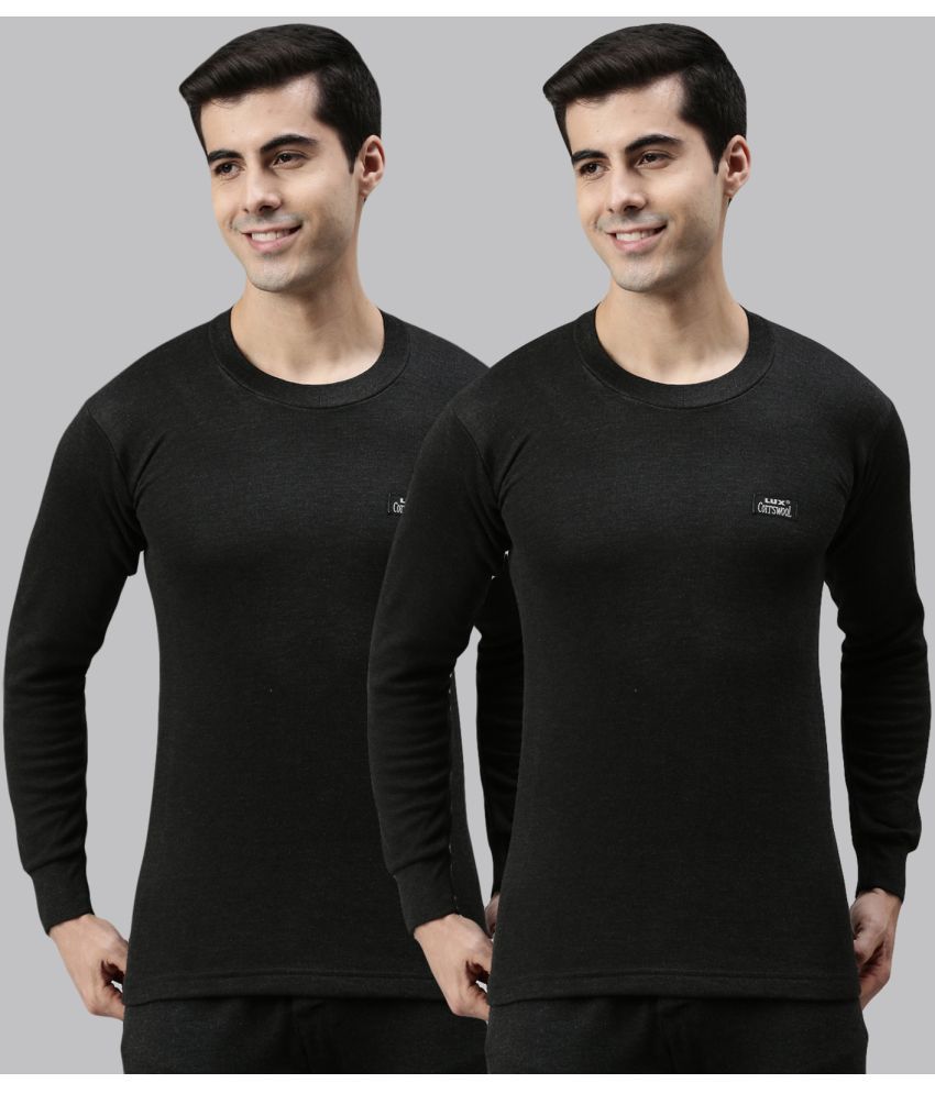     			Lux Cottswool - Black Cotton Blend Men's Thermal Tops ( Pack of 2 )